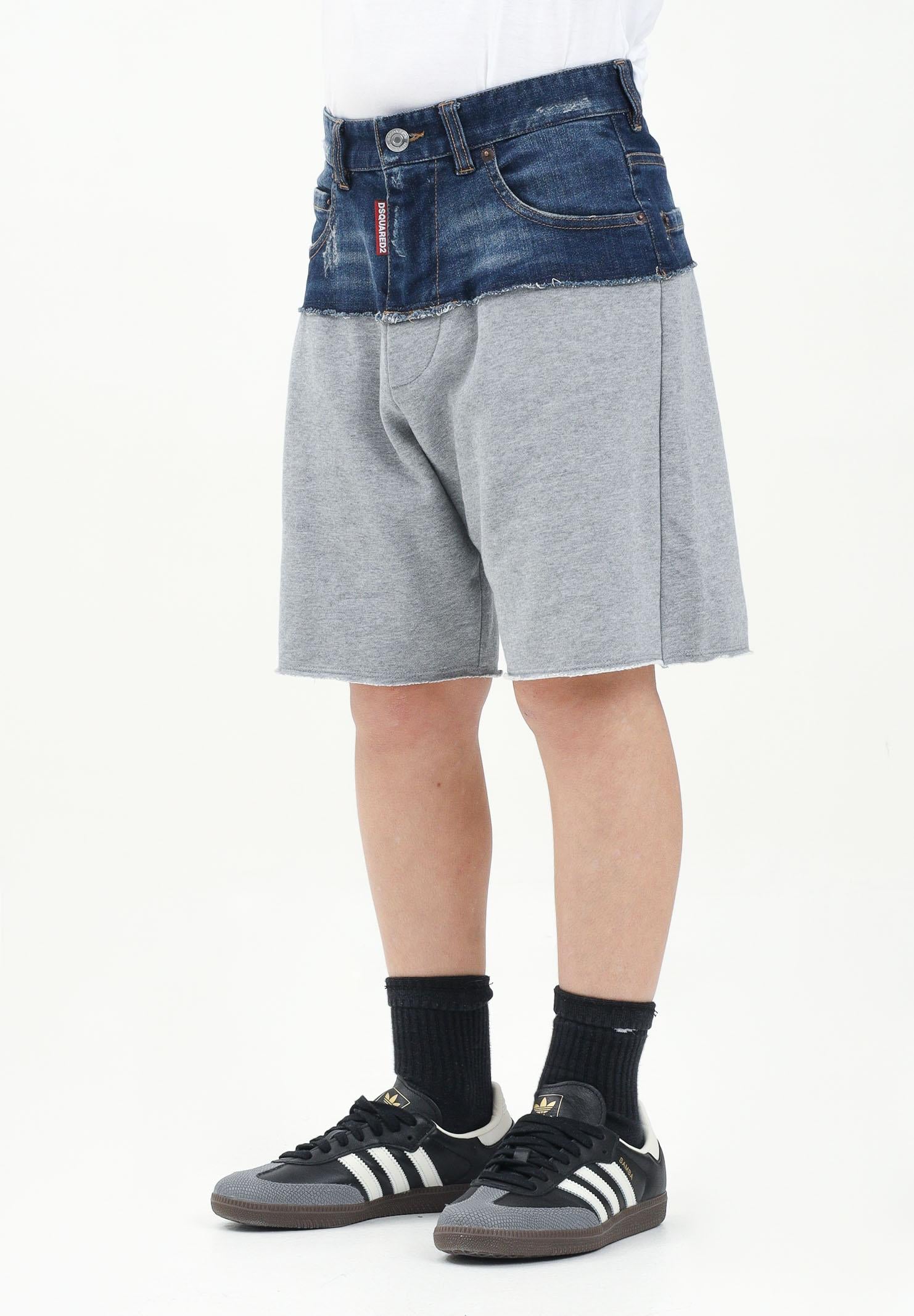 Bermuda in pile grigio e in denim per donna, ragazzi e bambini DQ2769D0ACI DQ937 DSQUARED2 