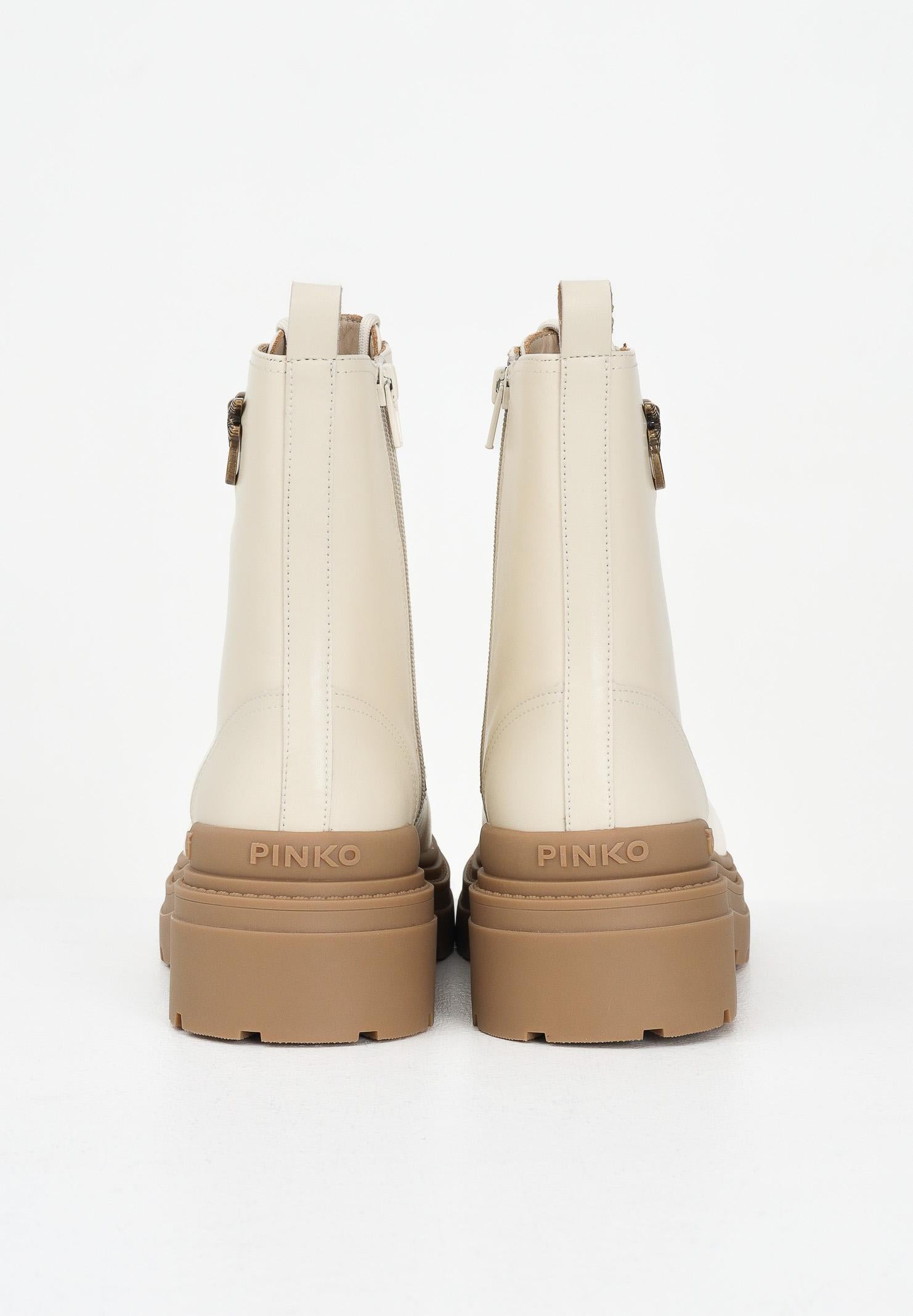 PINKO Anfibi panna e beige da donna con logo SD0141P001DY7  PINKO 