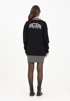 GCDS Abito corto nero da donna con ricamo logo sul retro B2EW1001JJ3 99 GCDS 