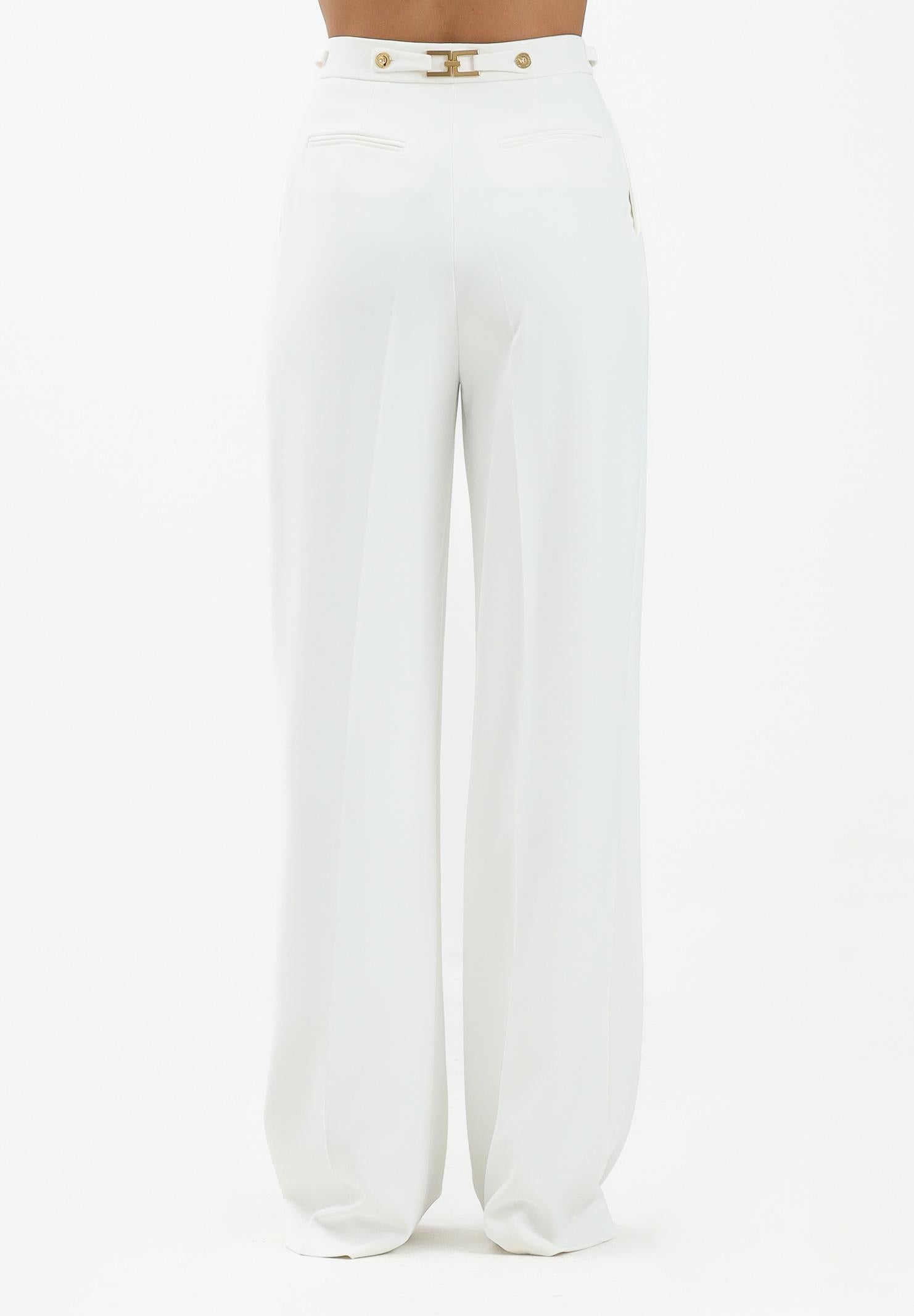ELISABETTA FRANCHI Pantalone elegante avorio da donna con accessorio gioiello PA09956E2 360 ELISABETTA FRANCHI 