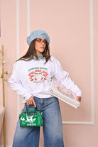 DSQUARED2 Felpa girocollo bianca per donna, ragazzi e bambini con grafica Cowboy Pizza DQ2977D0094 DQ100 DSQUARED2 