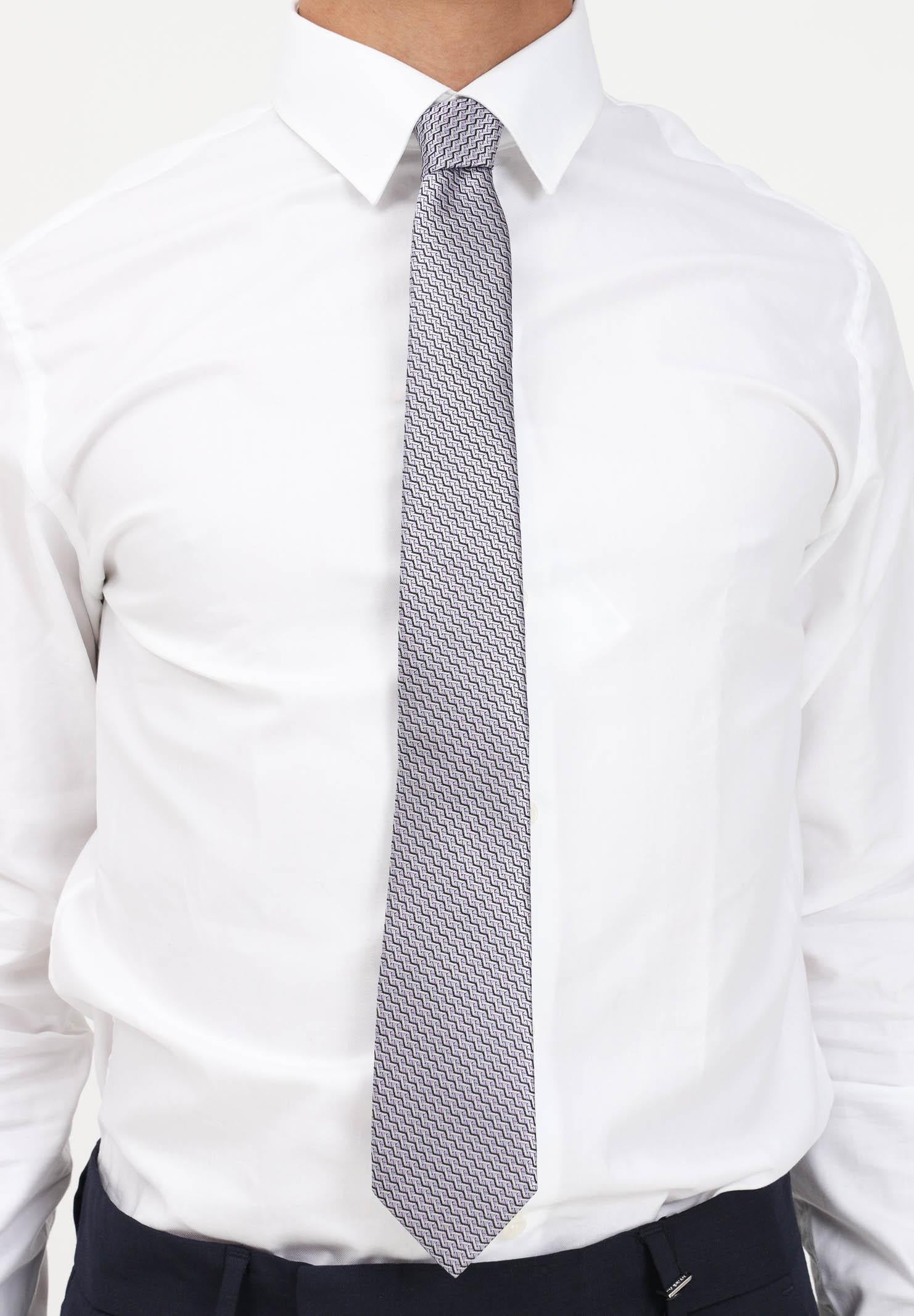 LANVIN Cravatta grigia da uomo in seta con motivo astratto 2059/5C . LANVIN 