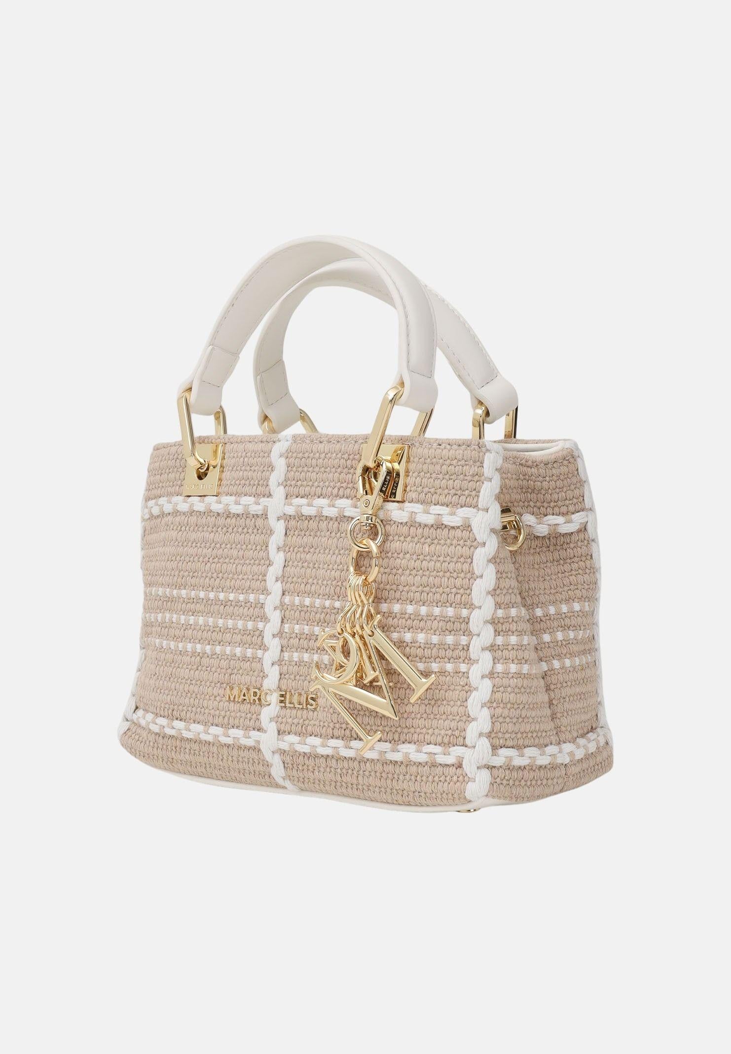 MARC ELLIS Borsa a mano Krissy S Luxe beige e bianca da donna KRISSY-S-LUXE BE MARC ELLIS 