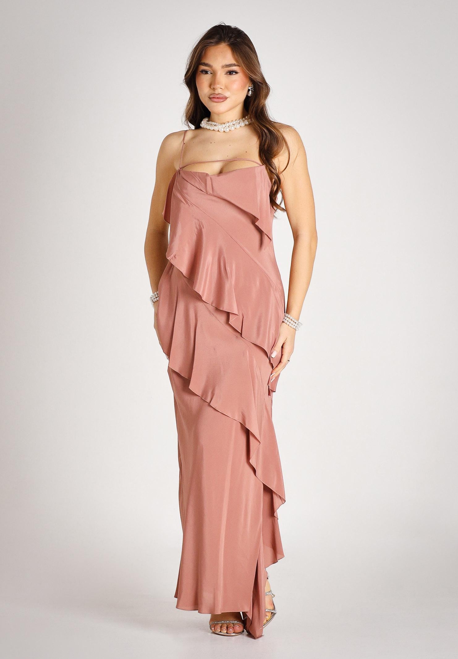 PATRIZIA PEPE Abito lungo terracotta da donna con rouche 2A3020A739 B885 PATRIZIA PEPE 