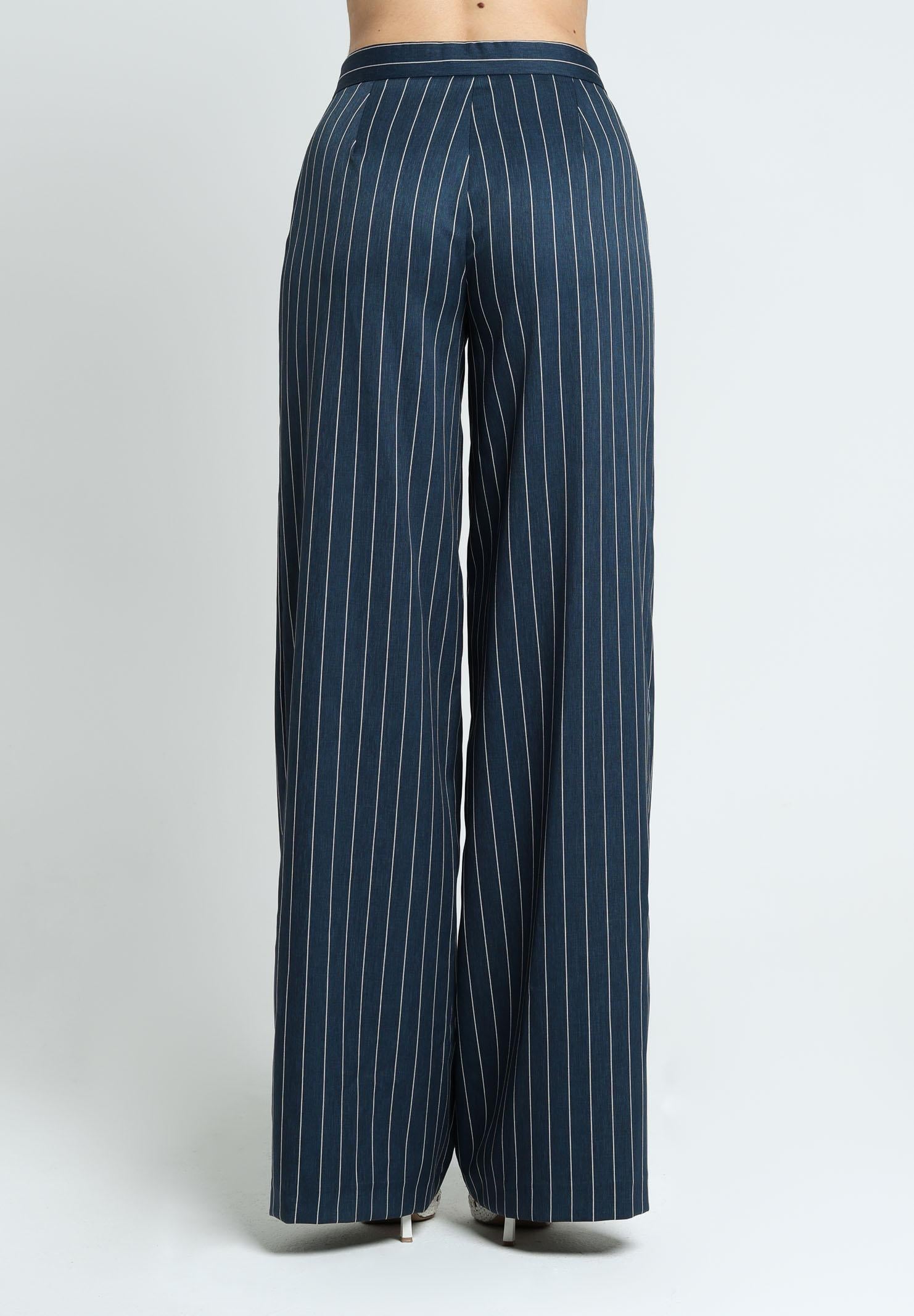 SANTAS Pantalone APPLE PIE blu da donna con motivo gessato PV25018 BLU SANTAS 