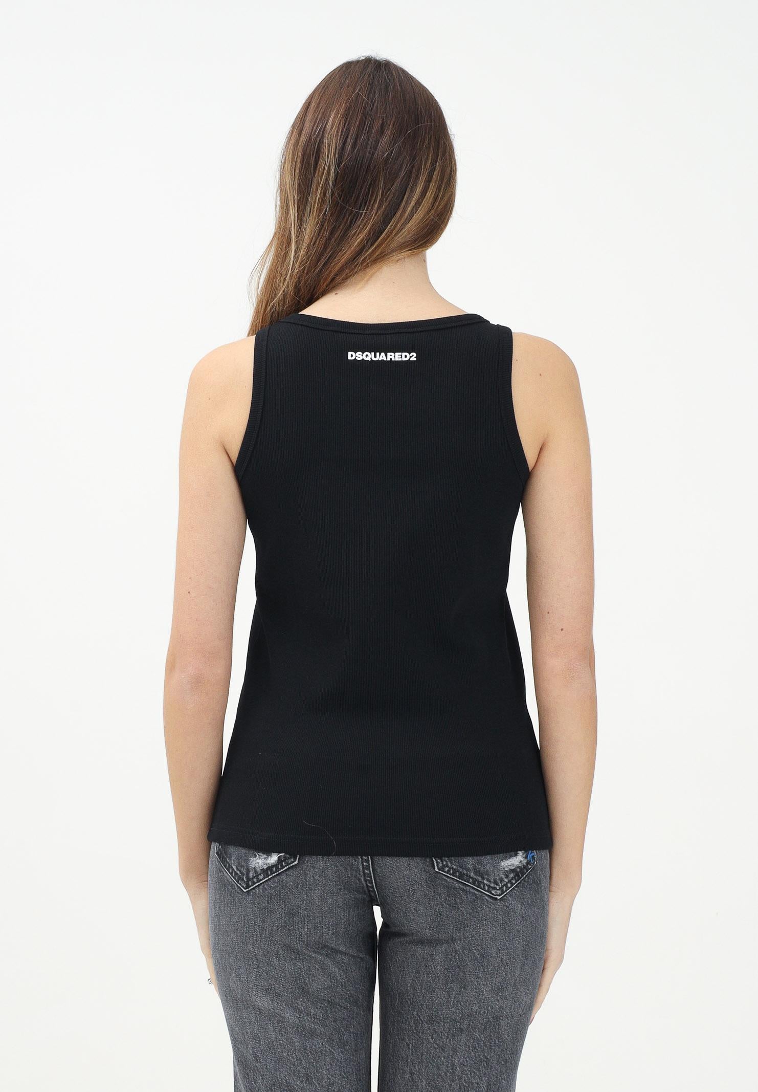 DSQUARED2 Canotta nera per donna, ragazzi e bambini con stampa logo DQ2783D0A2C DQ900 DSQUARED2 