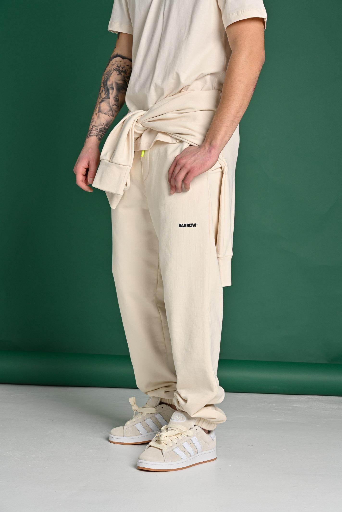 BARROW Pantalone sportivo vaniglia per uomo e donna con stampa logo S5BWUAFP085 BW029 BARROW 