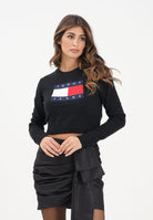 TOMMY JEANS Maglioncino girocollo nero da donna con logo DW0DW21690BDS  TOMMY JEANS 