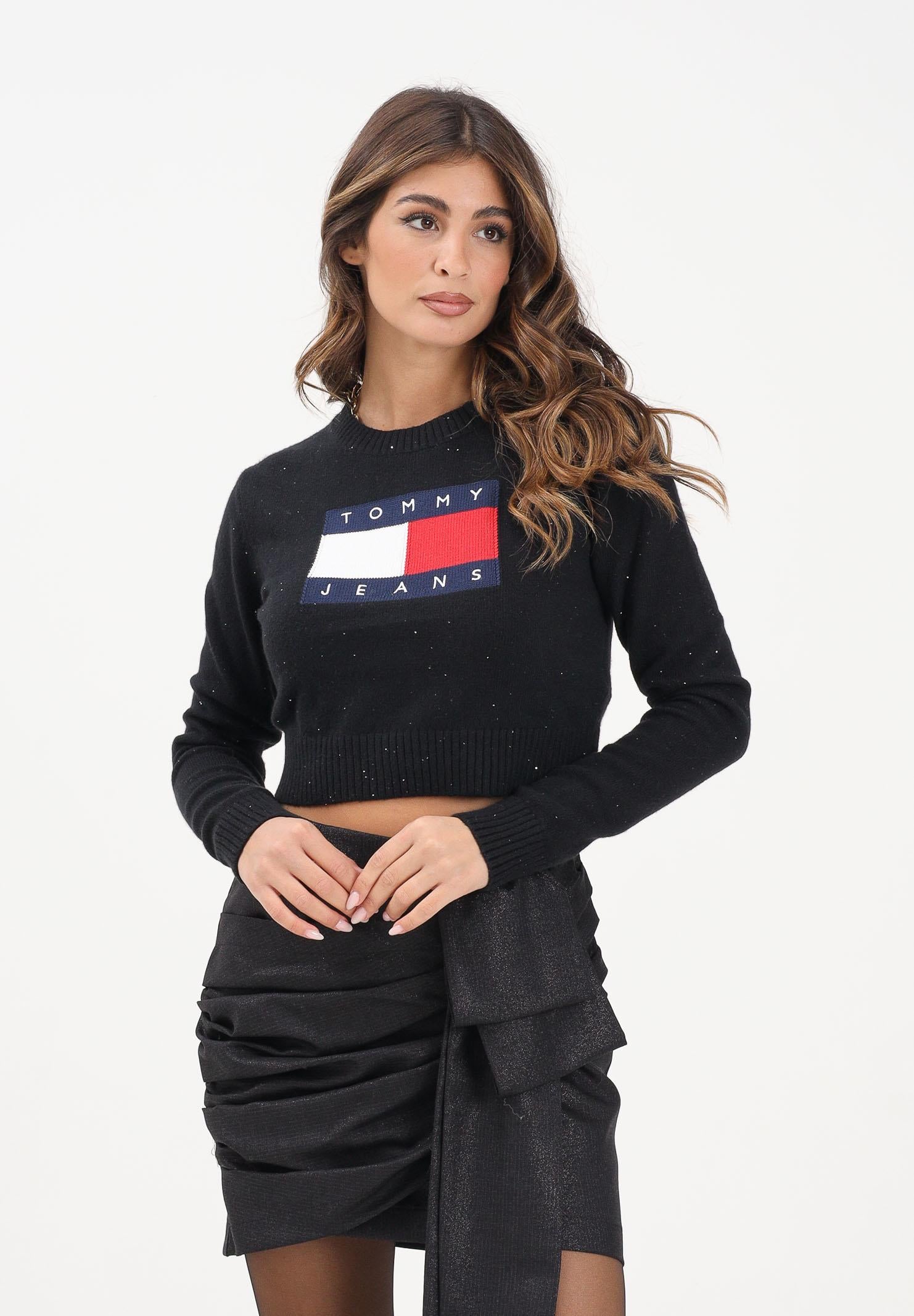TOMMY JEANS Maglioncino girocollo nero da donna con logo DW0DW21690BDS  TOMMY JEANS 