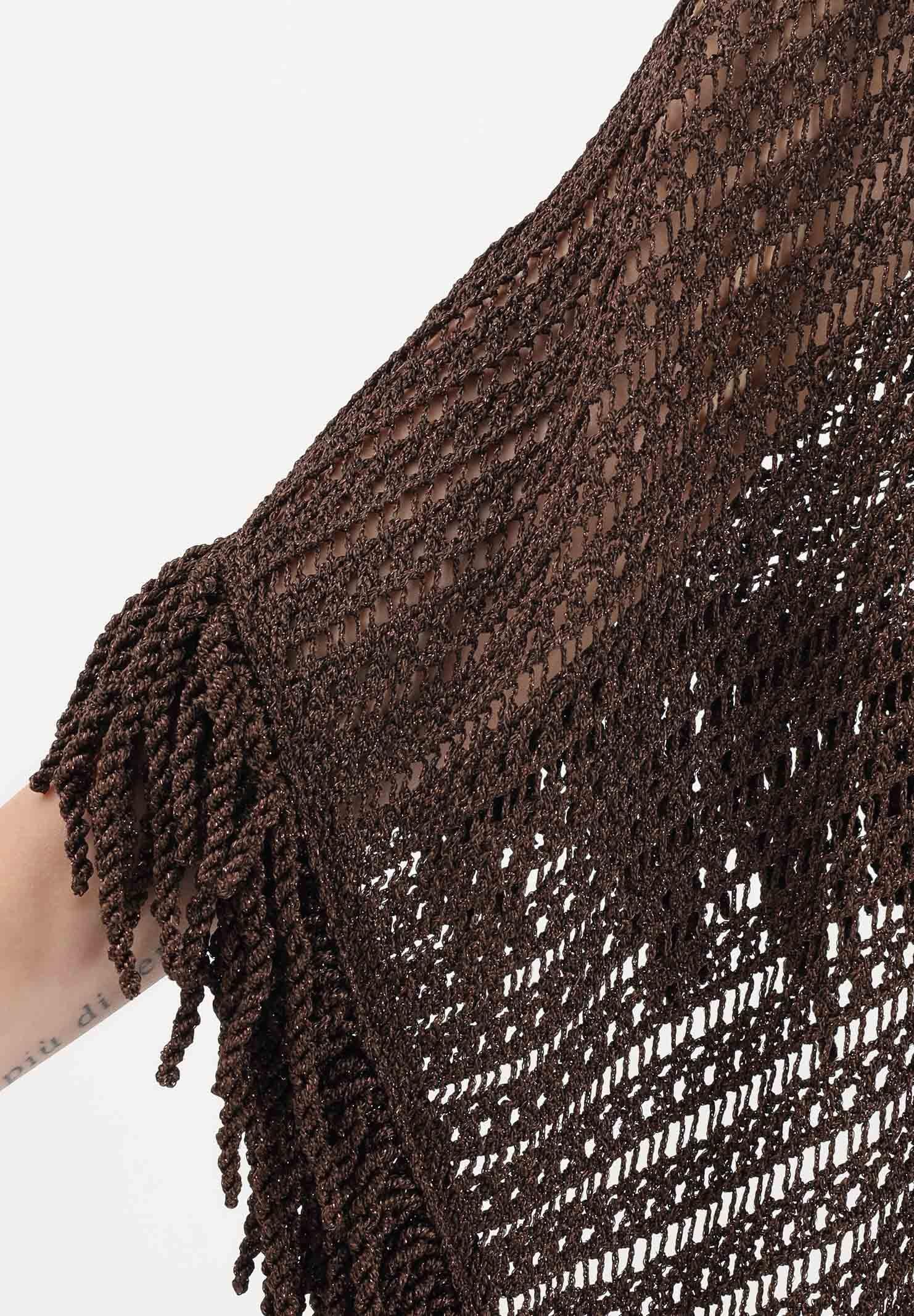 SIMONA CORSELLINI Stola cacao da donna in maglia crochet P26CPSLO0101 V0771 SIMONA CORSELLINI 