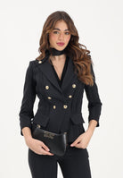 ELISABETTA FRANCHI Giacca doppiopetto nera da donna con motivi a taglio vivo GI21861E2 110 ELISABETTA FRANCHI 