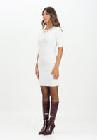 ELISABETTA FRANCHI Abito corto in maglia avorio da donna con dettaglio gioiello AM20B56E2 360 ELISABETTA FRANCHI 