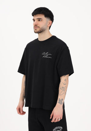 CALVIN KLEIN JEANS T-shirt a manica corta nera da uomo con logo frontale e stampa sul retro LV04RE828G UB1 CALVIN KLEIN JEANS 