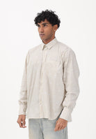 GCDS Camicia a manica lunga beige da uomo con logo C1MWQH166B061 320U GCDS 