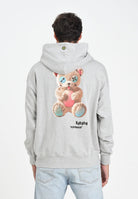 BARROW Felpa con cappuccio grigia per uomo e donna rifinita da stampa F5BWUAHS047 107 BARROW 