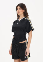 ADIDAS ORIGINALS T-shirt a mainca corta Rouched Football nera da donna KC9123 . ADIDAS ORIGINALS 
