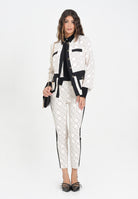 ELISABETTA FRANCHI Pantalone elegante panna da donna con stampa PAS0156E2 EF1 ELISABETTA FRANCHI 