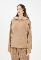 ADIDAS ORIGINALS Felpa mezza zip BORG FLEECE TEAMGEIST beige da donna KR5168 . ADIDAS ORIGINALS 