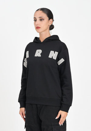MARNI Felpa con cappuccio nera per donna, ragazzi e bambini rifinita da logo Patch Marni ricamato M01266M00V0 0M90D MARNI 
