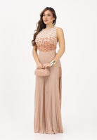 ELISABETTA FRANCHI Abito lungo nude da donna in tulle e jersey lurex ABR4462E2 X81 ELISABETTA FRANCHI 