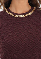 ELISABETTA FRANCHI Top in maglia bordeaux da donna con motivo a rombi TK60B56E2 EA4 ELISABETTA FRANCHI 