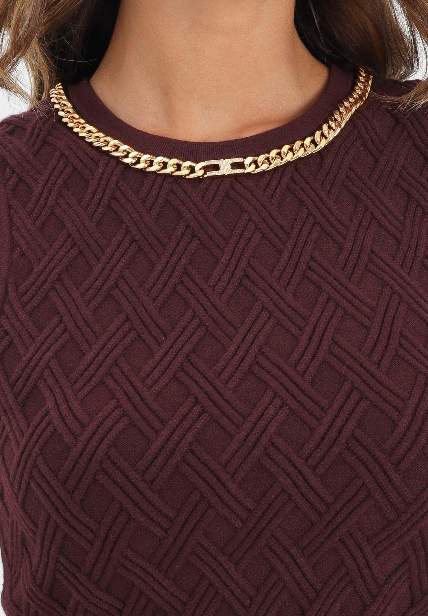 ELISABETTA FRANCHI Top in maglia bordeaux da donna con motivo a rombi TK60B56E2 EA4 ELISABETTA FRANCHI 