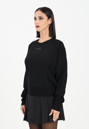 PINKO Maglioncino girocollo nero da donna con logo Love Birds 105417A18M Z99 PINKO 