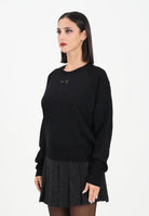 PINKO Maglioncino girocollo nero da donna con logo Love Birds 105417A18M Z99 PINKO 