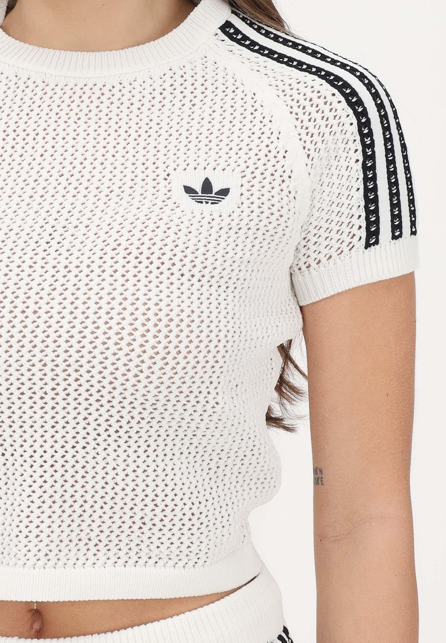 ADIDAS ORIGINALS Maglia a manica corta KNITTED CROCHET CALI bianca da donna<BR/> KE0200 . ADIDAS ORIGINALS 
