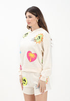 BARROW Felpa con cappuccio color crema per donna e bambina con strass e stampe S5BKJGHS140 013 BARROW 