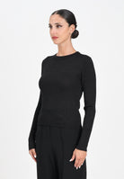 JDY Maglioncino girocollo nero da donna realizzata in tessuto a costine con delicato filo lurex 15330569 Black JDY 