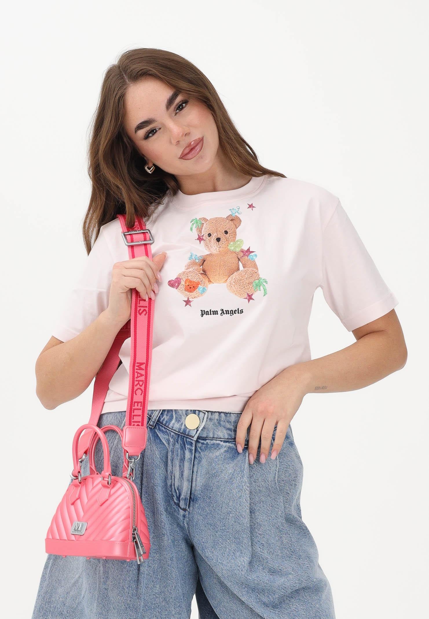 PALM ANGELS T-shirt a manica corta rosa per donna, ragazze e bambine con stampa teddy PGAA002S26JER006 042 PALM ANGELS 