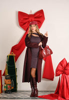 PATRIZIA PEPE Abito corto bordeaux da donna con microfantasia 8A1532A625 FG12 PATRIZIA PEPE 