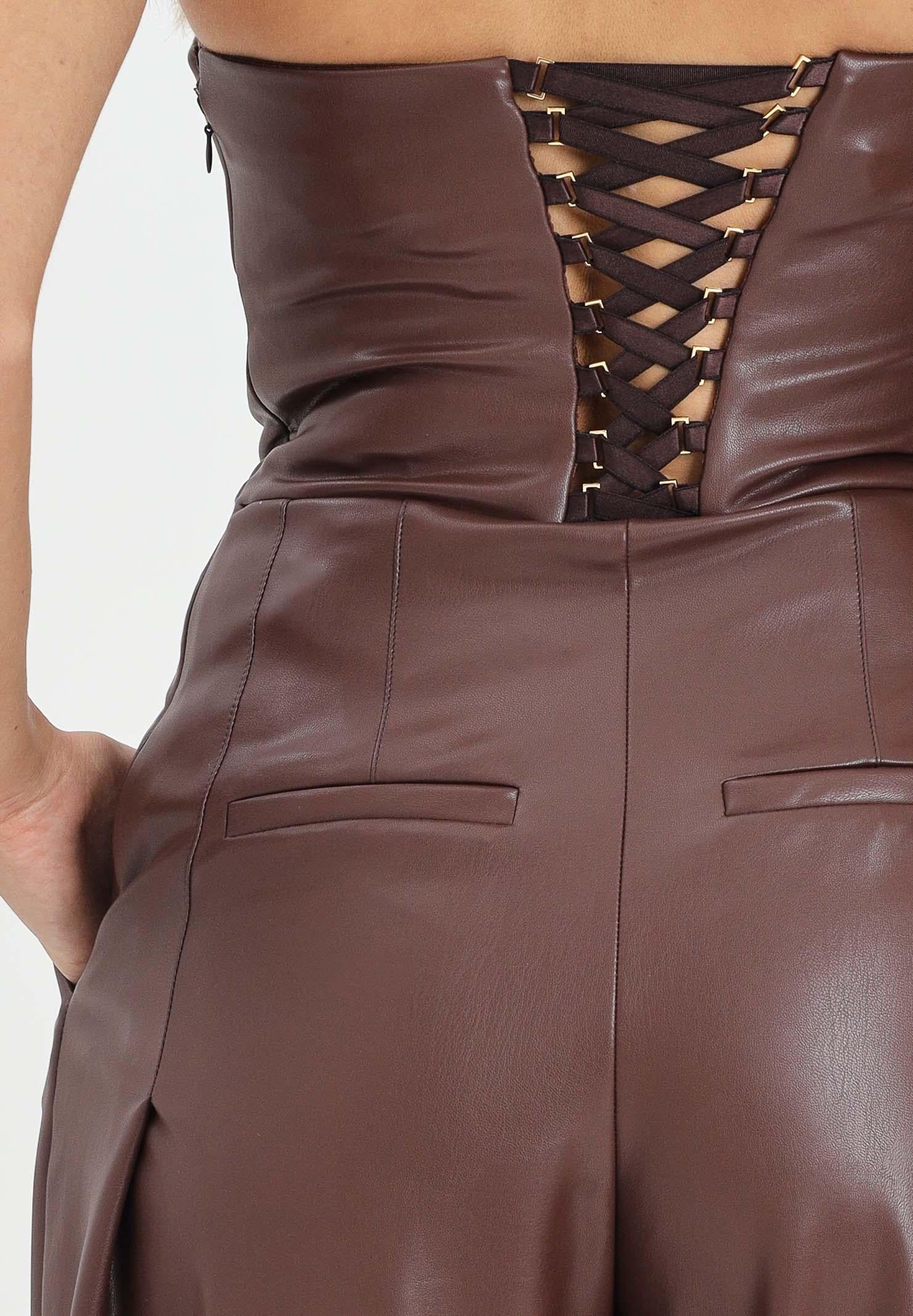 ELISABETTA FRANCHI Tuta marrone da donna realizzata in materiale sintetico effetto pelle TU06858E2 EA3 ELISABETTA FRANCHI 