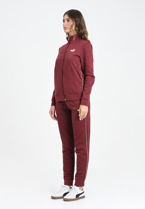 PUMA Tuta Ess + Textured Foil FZ bordeaux da donna 692202 96 PUMA 