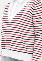 TOMMY JEANS Maglioncino bianco da donna con motivo a righe DW0DW198880FG  TOMMY JEANS 