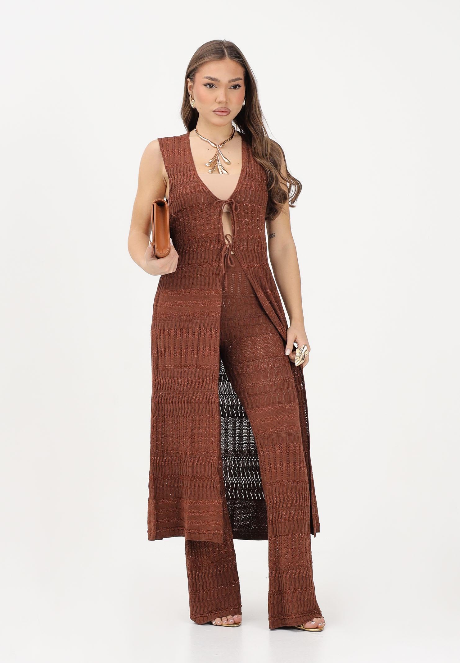 AKEP Gilet lungo marrone da donna GLKD13209 V2 AKEP 