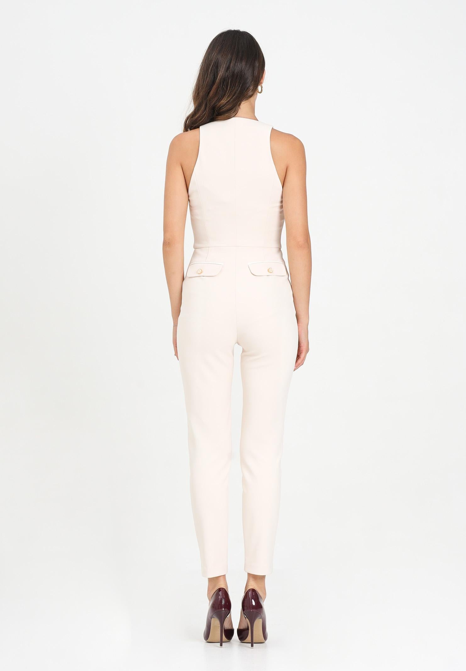 ELISABETTA FRANCHI Tuta elegante latte da donna con dettagli zip TU05556E2 DZ9 ELISABETTA FRANCHI 