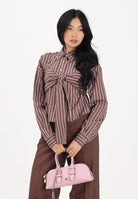 PINKO Camicia a manica lunga marrone da donna con motivo a righe 106672A33Q LN1 PINKO 