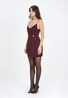 ELISABETTA FRANCHI Abito corto bordeaux da donna in gabardina di misto lana con pizzo AB82856E2 EA4 ELISABETTA FRANCHI 