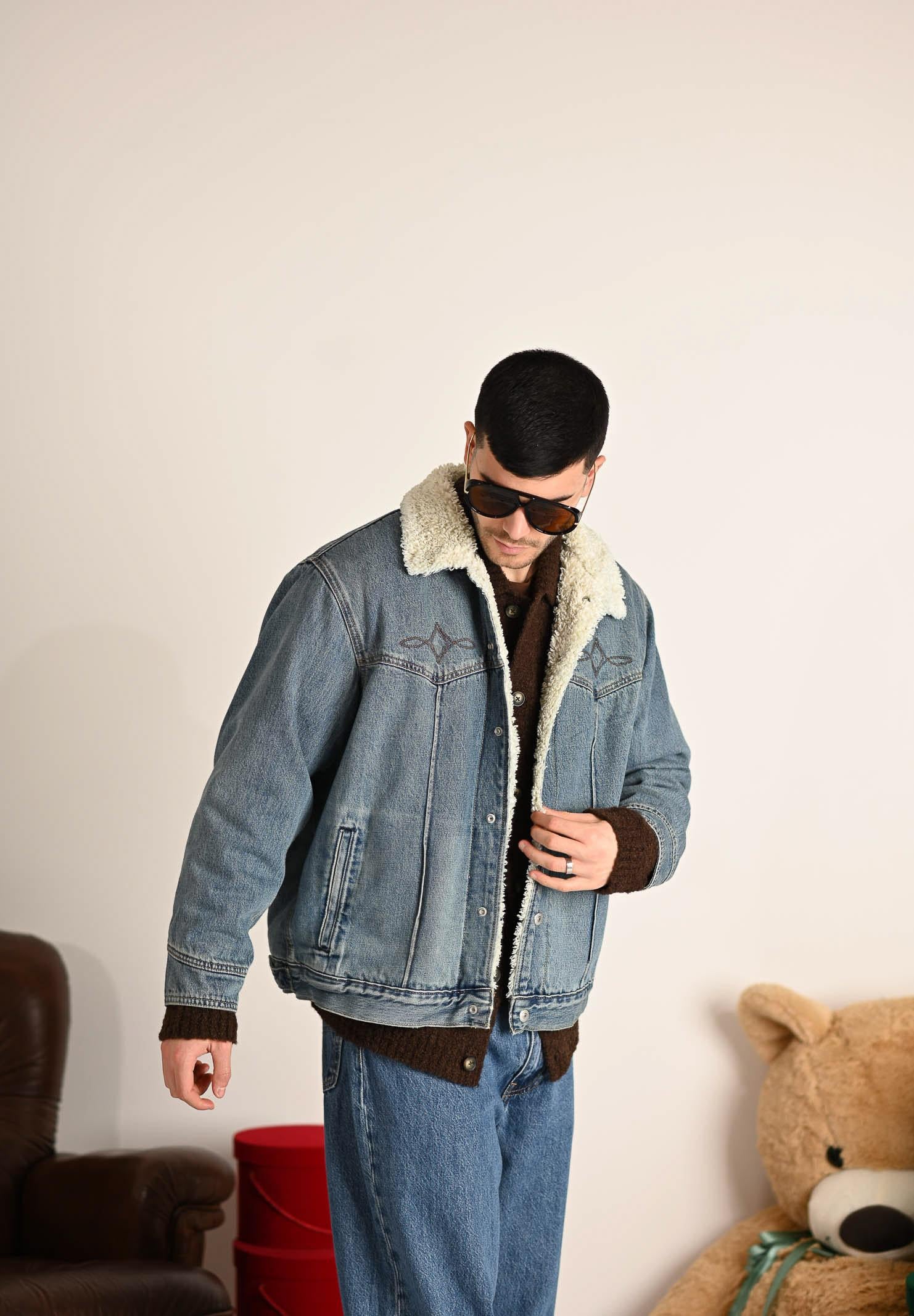 LEVI'S® Montone Western Sherpa Trucker in denim chiaro da uomo 002WX-0001 . LEVI'S® 