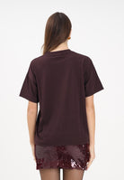 VICOLO T-shirt a manica corta marrone da donna con stampa teddy RF0620 MA VICOLO 