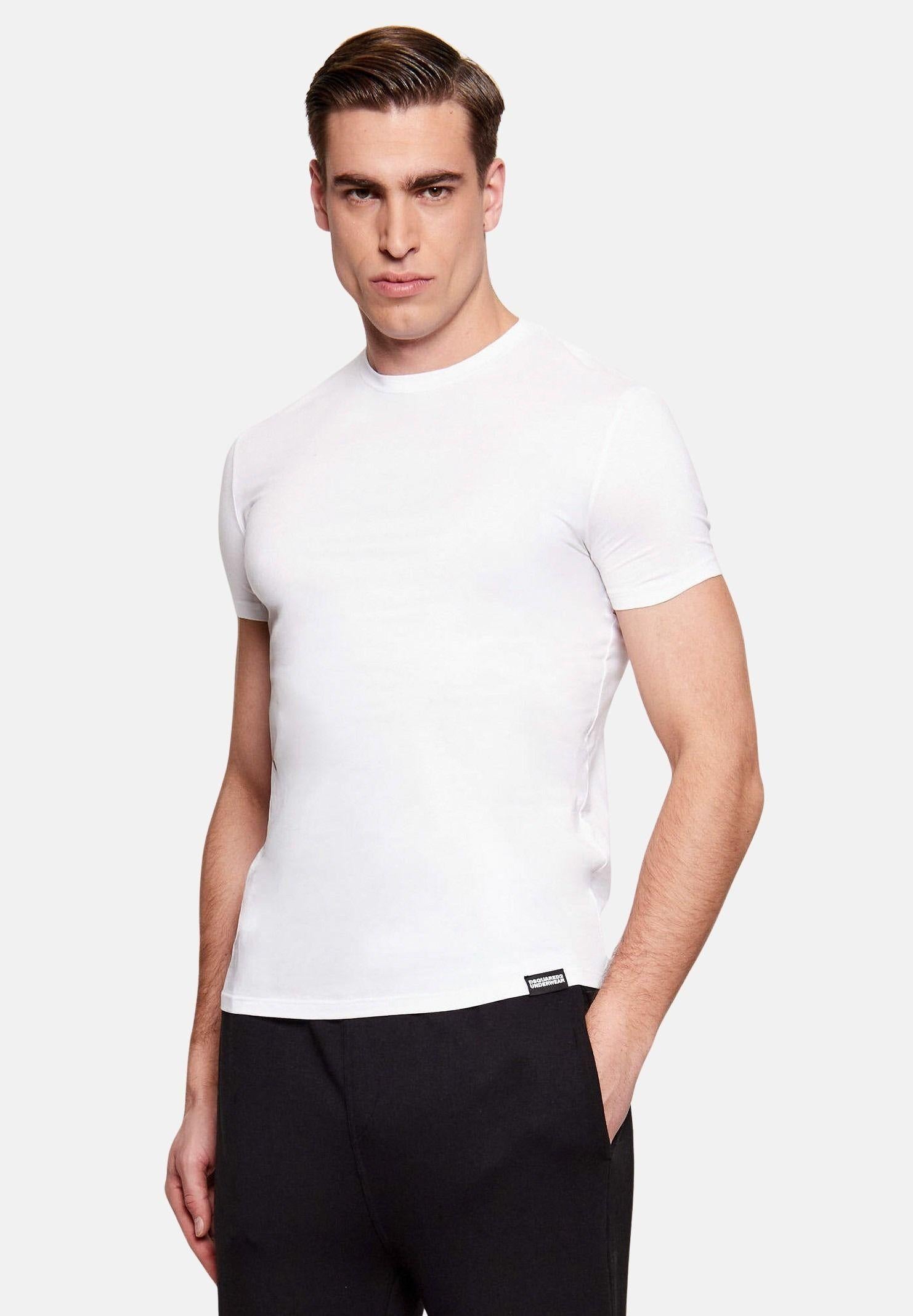 DSQUARED2 T-shirt a manica corta bianca da uomo con patch logo D9M206240 100 DSQUARED2 