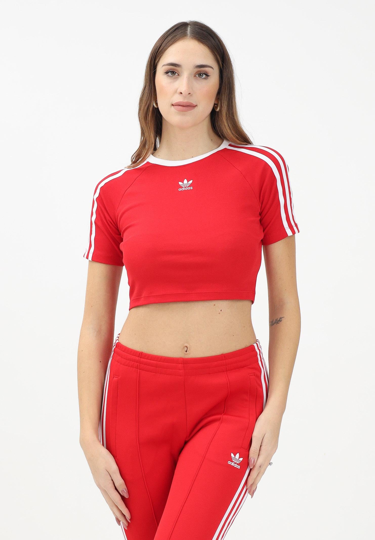 ADIDAS ORIGINALS T-shirt a manica corta 3-Stripes rossa da donna JD0303  ADIDAS ORIGINALS 