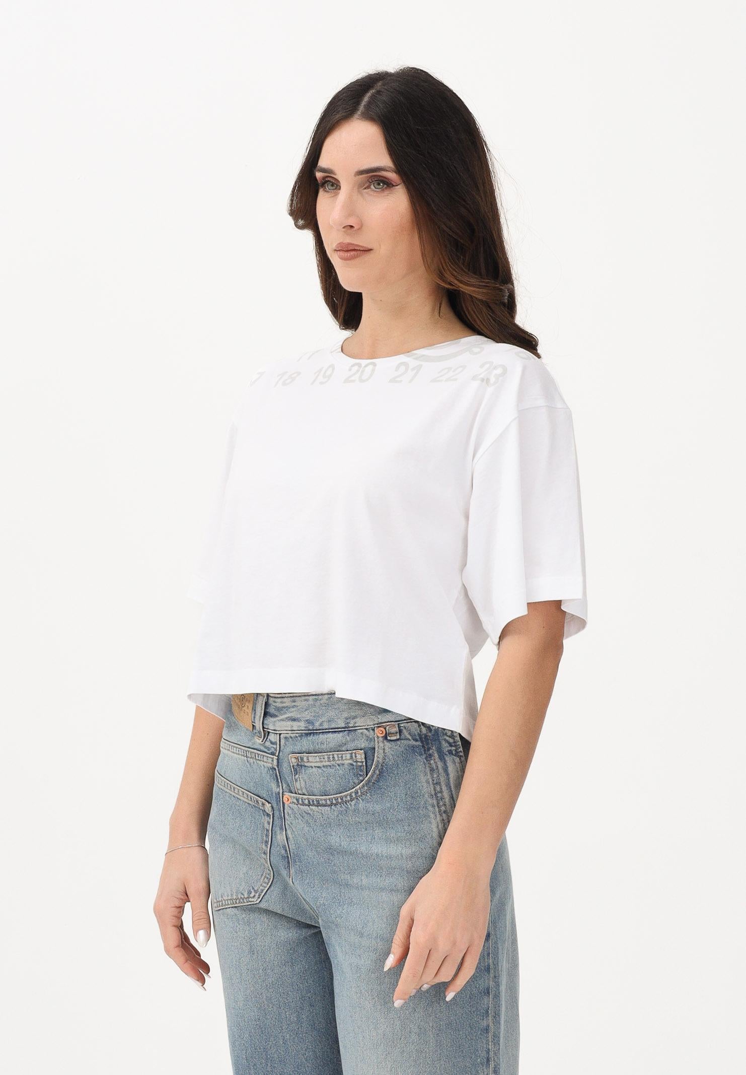 MAISON MARGIELA T-shirt a manica corta bianca per donna, ragazze e bambine con logo M61017MM02Y M6100 MAISON MARGIELA 