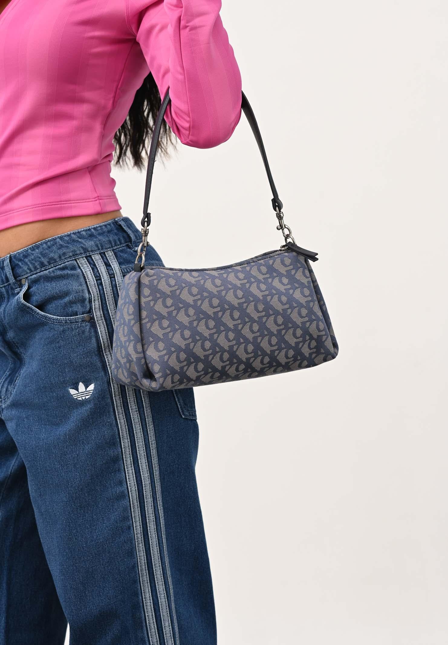 CALVIN KLEIN Borsa a spalla blu indaco da donna in tessuto jacquard con stampa monogram LV04K3142G ZYX CALVIN KLEIN 