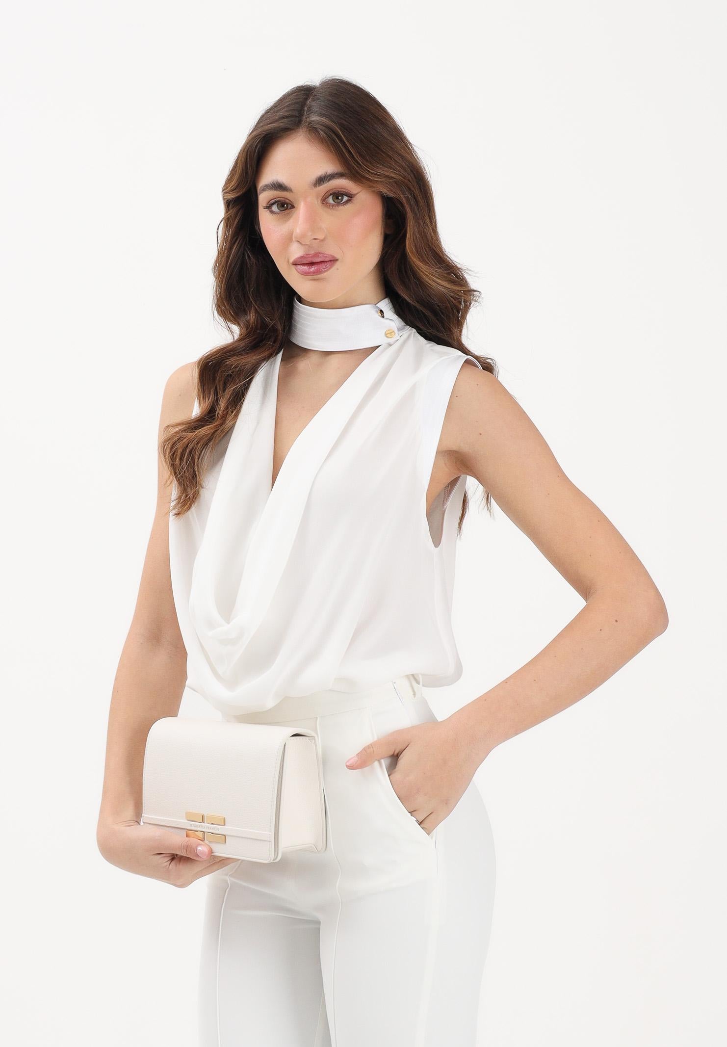 ELISABETTA FRANCHI Top elegante avorio da donna  in georgette di viscosa CA13461E2 360 ELISABETTA FRANCHI 