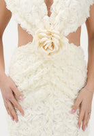 SHIT Abito lungo crema da donna con motivo di rosette in rilievo 3D SH26026 CR SHIT 