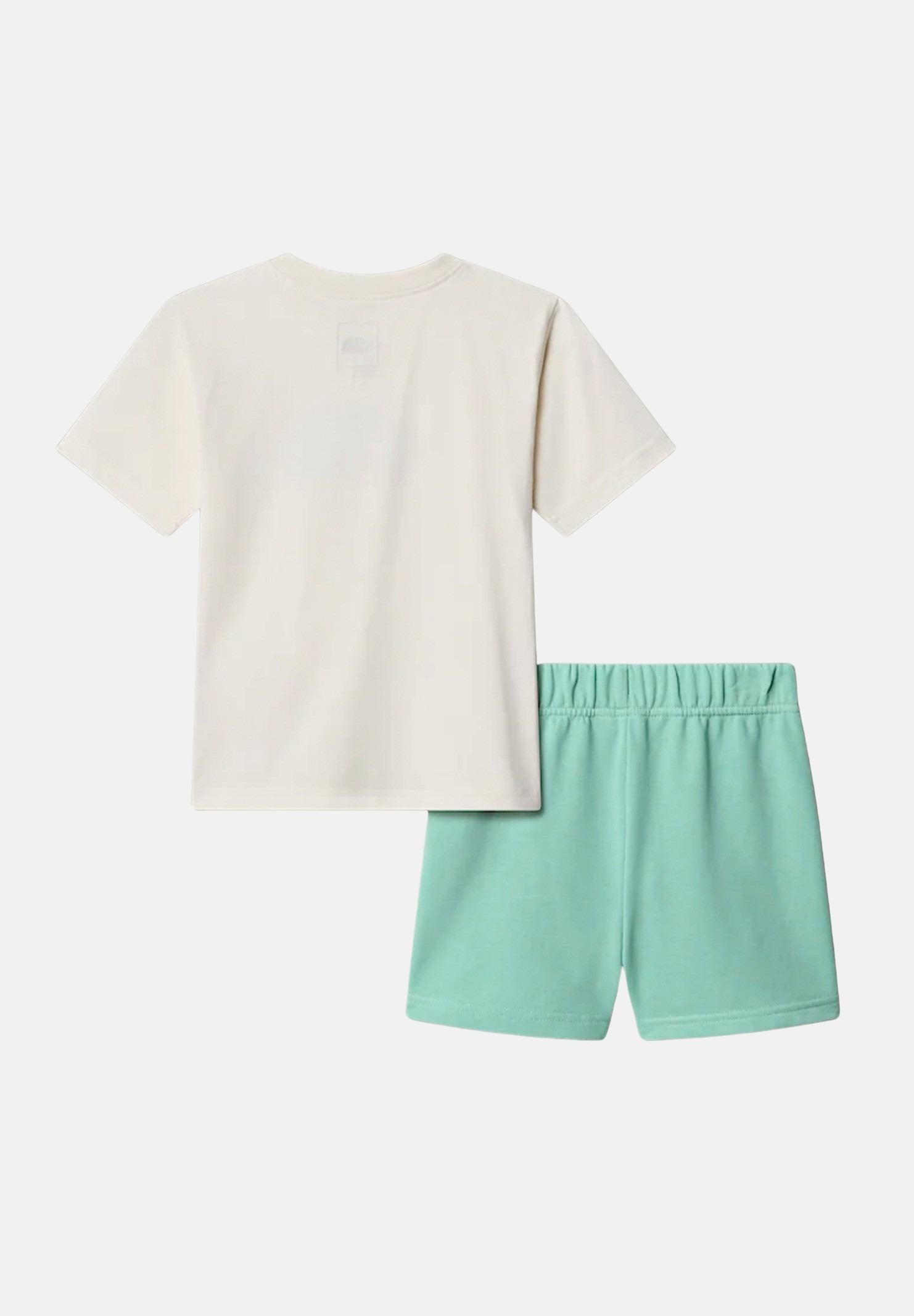 THE NORTH FACE Completino Cotton Summer bianco e verde acqua per bambino e bambina NF0A8ANU56R1 . THE NORTH FACE 