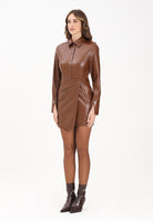 PATRIZIA PEPE Abito corto marrone da donna in tessuto spalmato 8A1508E005 B834 PATRIZIA PEPE 